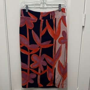 Anthropologie Maeve Orange and Purple Floral Pencil Skirt